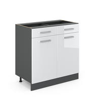KÜCHENUNTERSCHRANK R-Line Weiß Hochglanz 80 cm ohne Arbeitsplatte - Weiß Hochglanz/Anthrazit, Holzwerkstoff (80/81.6/46cm) - Vicco
