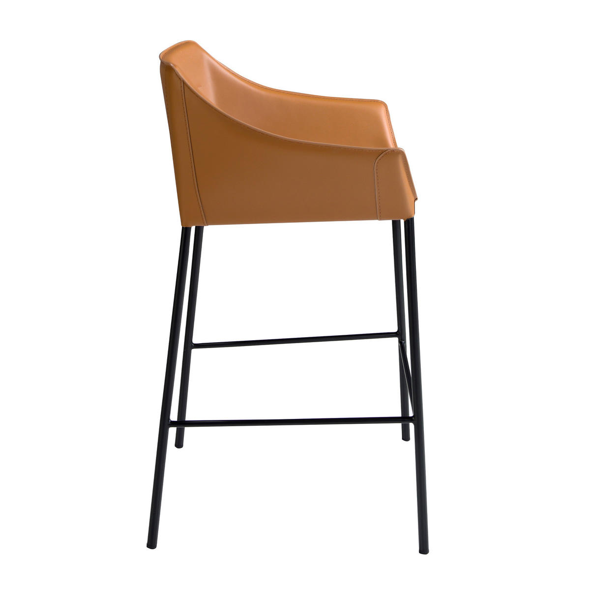 BARHOCKER Braun Schwarz 59/55/92 cm - Schwarz/Braun, Leder (59/92/55cm) - ANGEL CERDA