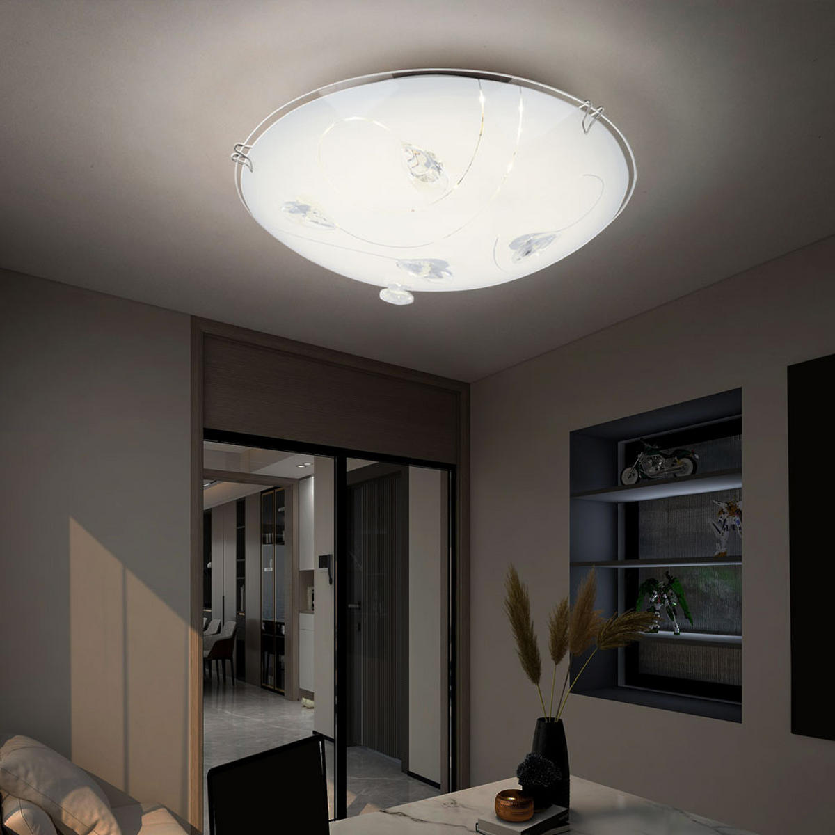 LED DECKENLEUCHTE Glas Weiß Chrom - Weiß, Glas (25/25/7.5cm)