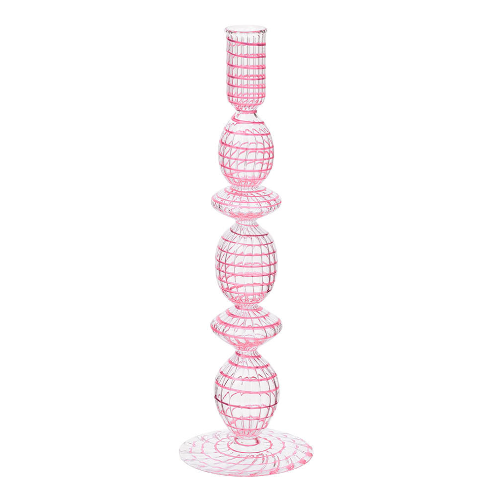 KERZENHALTER Glass wirbel rosa l 28 cm - Rosa, Glas (8.89/27.94/8.89cm) - Pip Studio