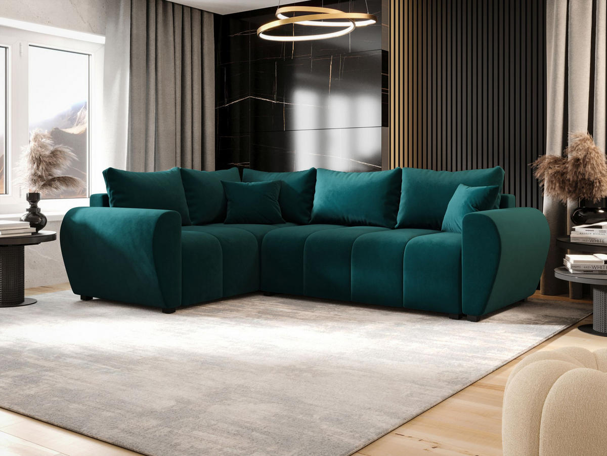 ECKSOFA MOLISA L PLUS Itaka 39 Links mit Schlaffunktion - Türkis, Textil (235/175cm) - Bedante