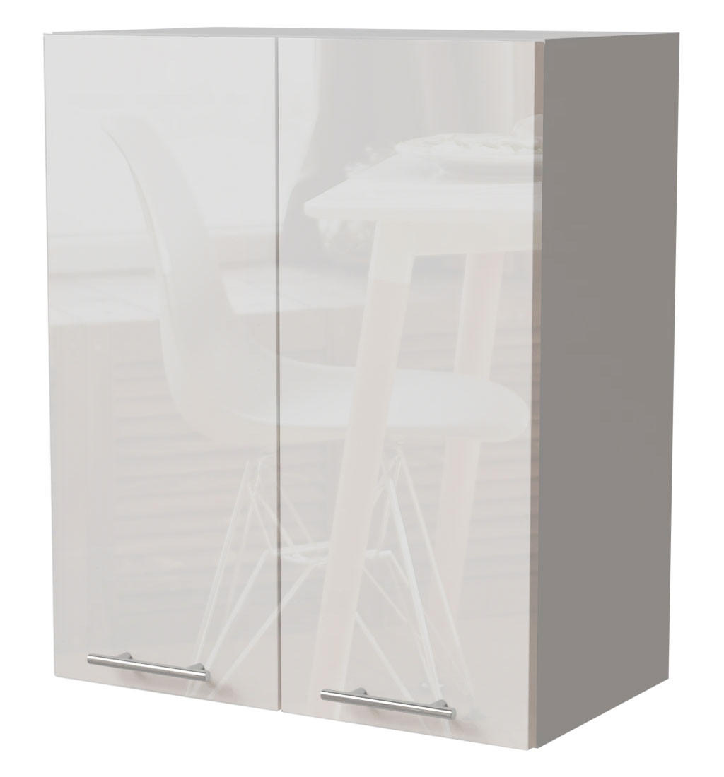 Feldmann-Wohnen Küchenhängeschrank Weiß Hochglanz, Weiß 60x72x32.5 cm