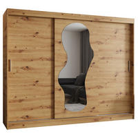 SCHWEBETÜRENSCHRANK 200/250/62 3-türig - Silberfarben/Eiche Artisan, Holz (250/200/62cm) - MÖBEL KRYSPOL
