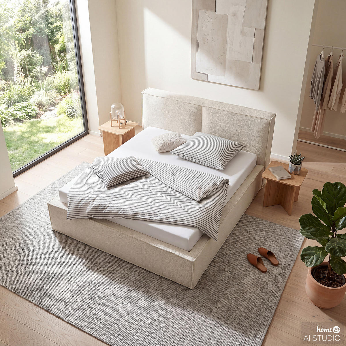POLSTERBETT - Weiß, Textil (180/200cm) - home24