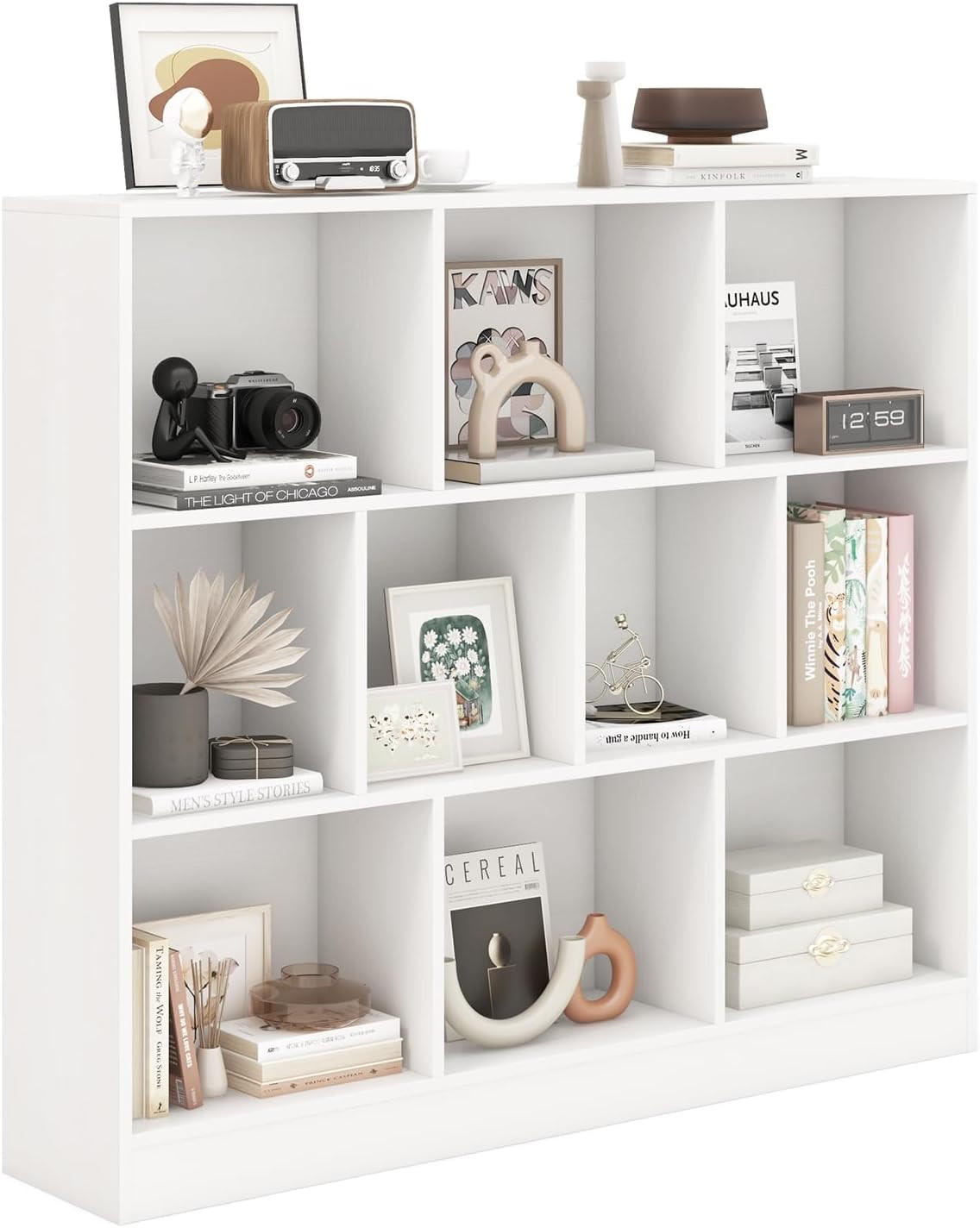 BÜCHERREGAL Weiß - Weiß, Holzwerkstoff (24/104/120cm) - COSTWAY