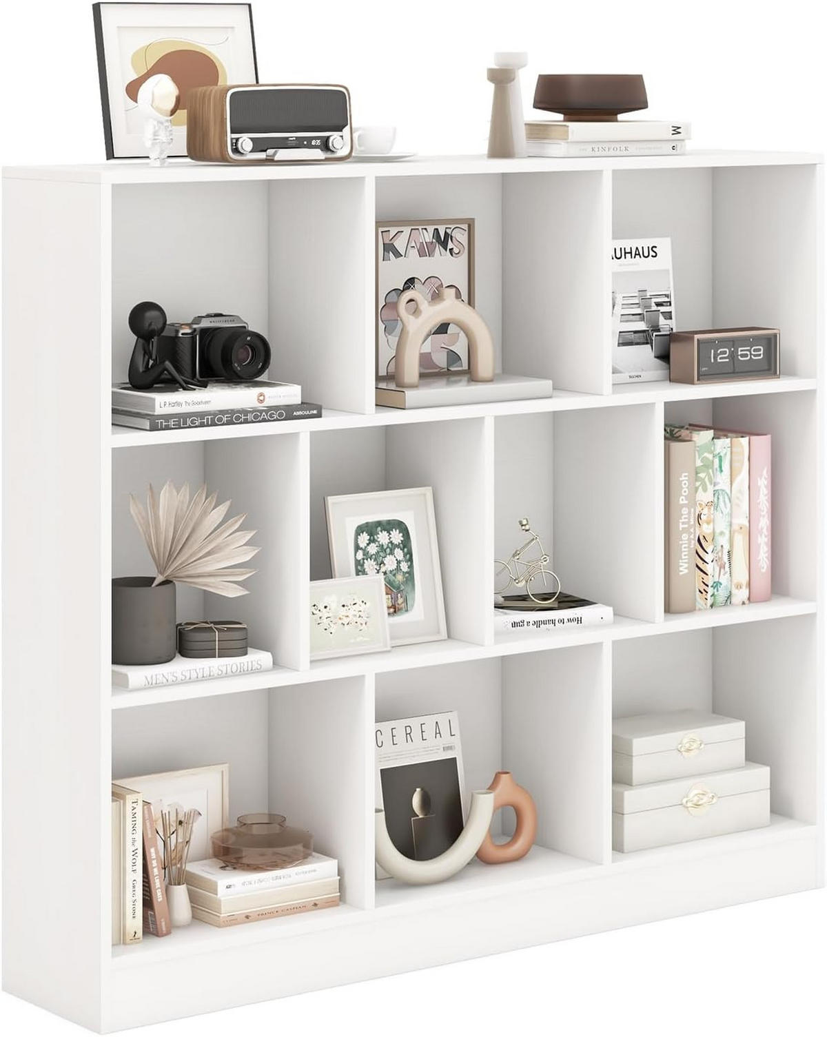 BÜCHERREGAL Weiß - Weiß, Holzwerkstoff (24/104/120cm) - COSTWAY