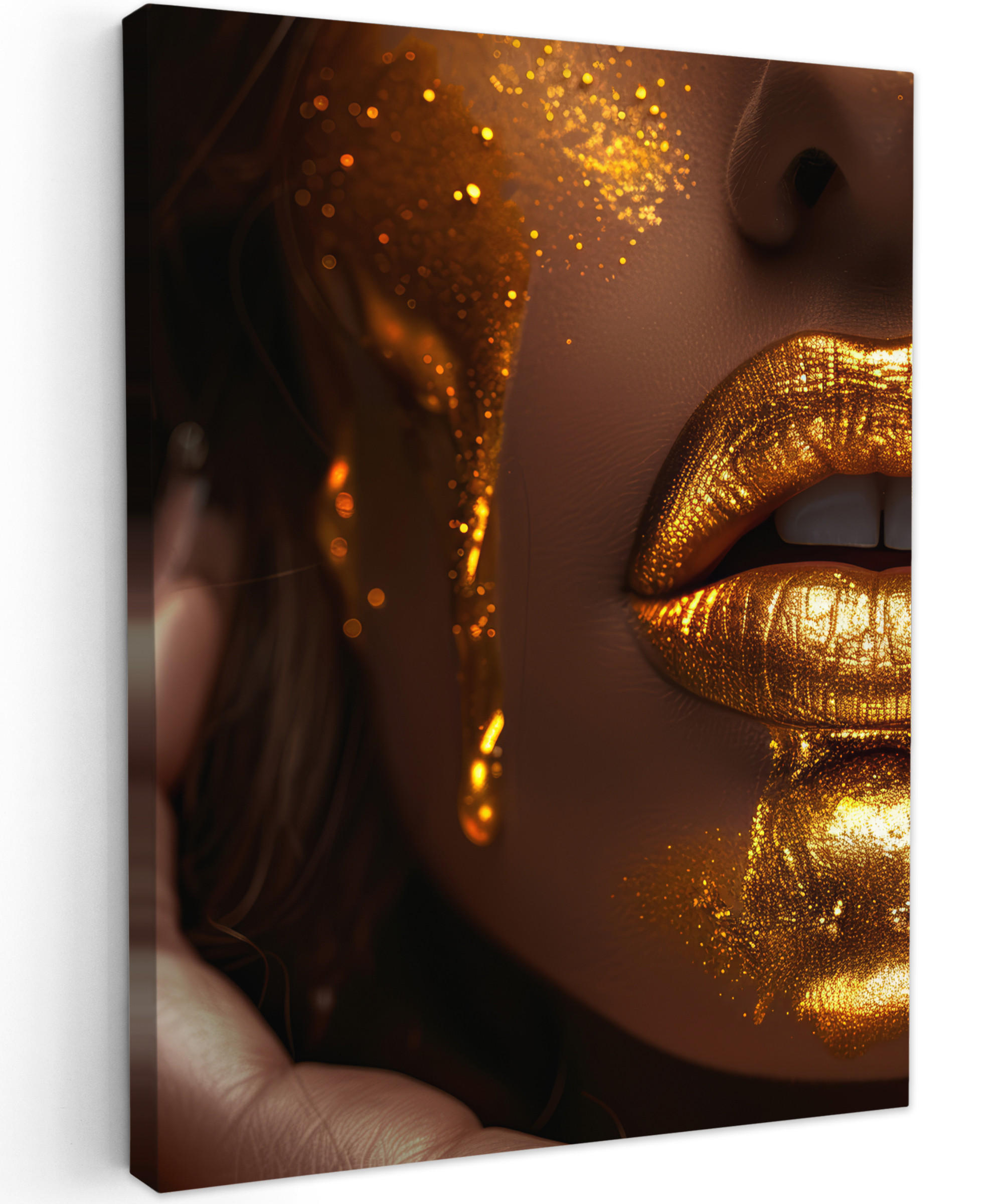 LEINWANDBILD Frau - Gold - Luxus - Porträt 30x40 cm - Goldfarben, Textil (30/40cm) - MuchoWow