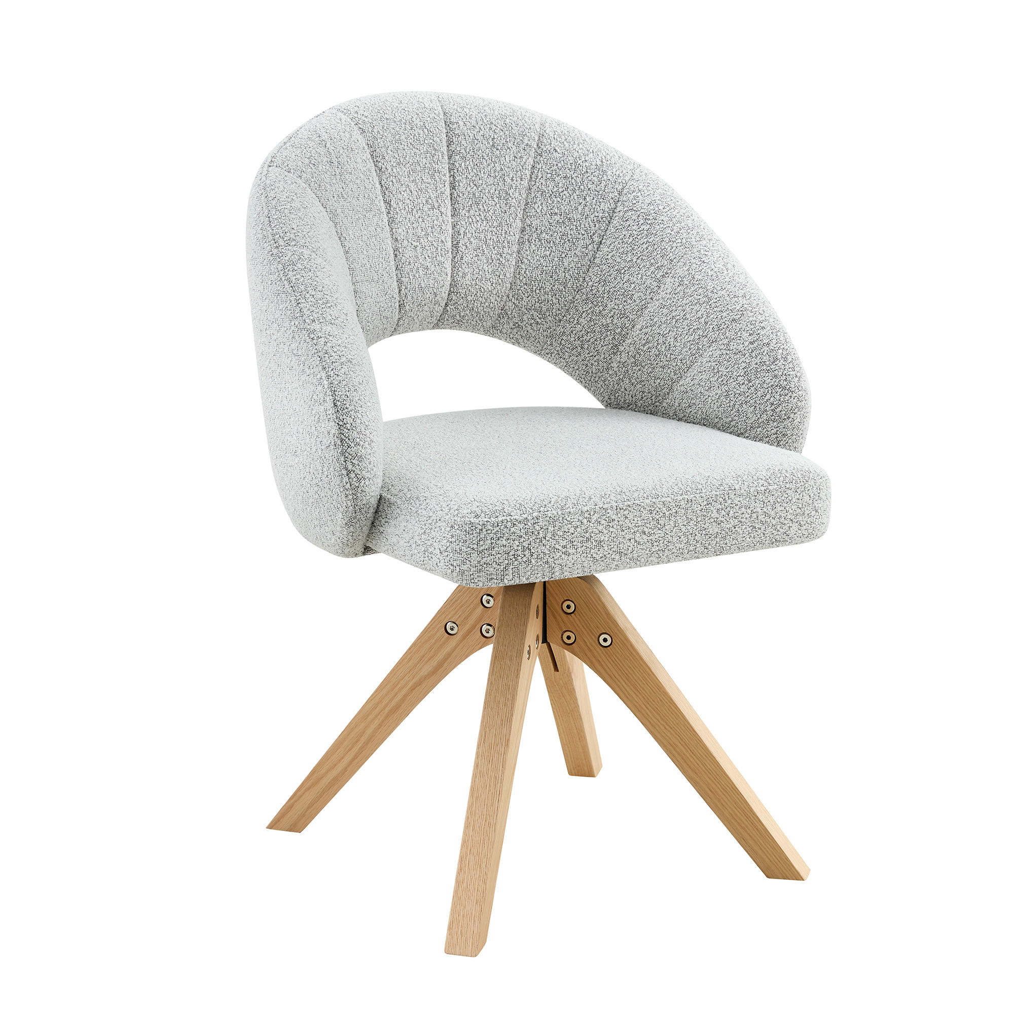 ESSZIMMERSTUHL 2er-Set drehbar 84 cm Samt Light Gray mit Massivholzbeinen - Hellgrau, Holz (49/84/46cm) - Meubliv