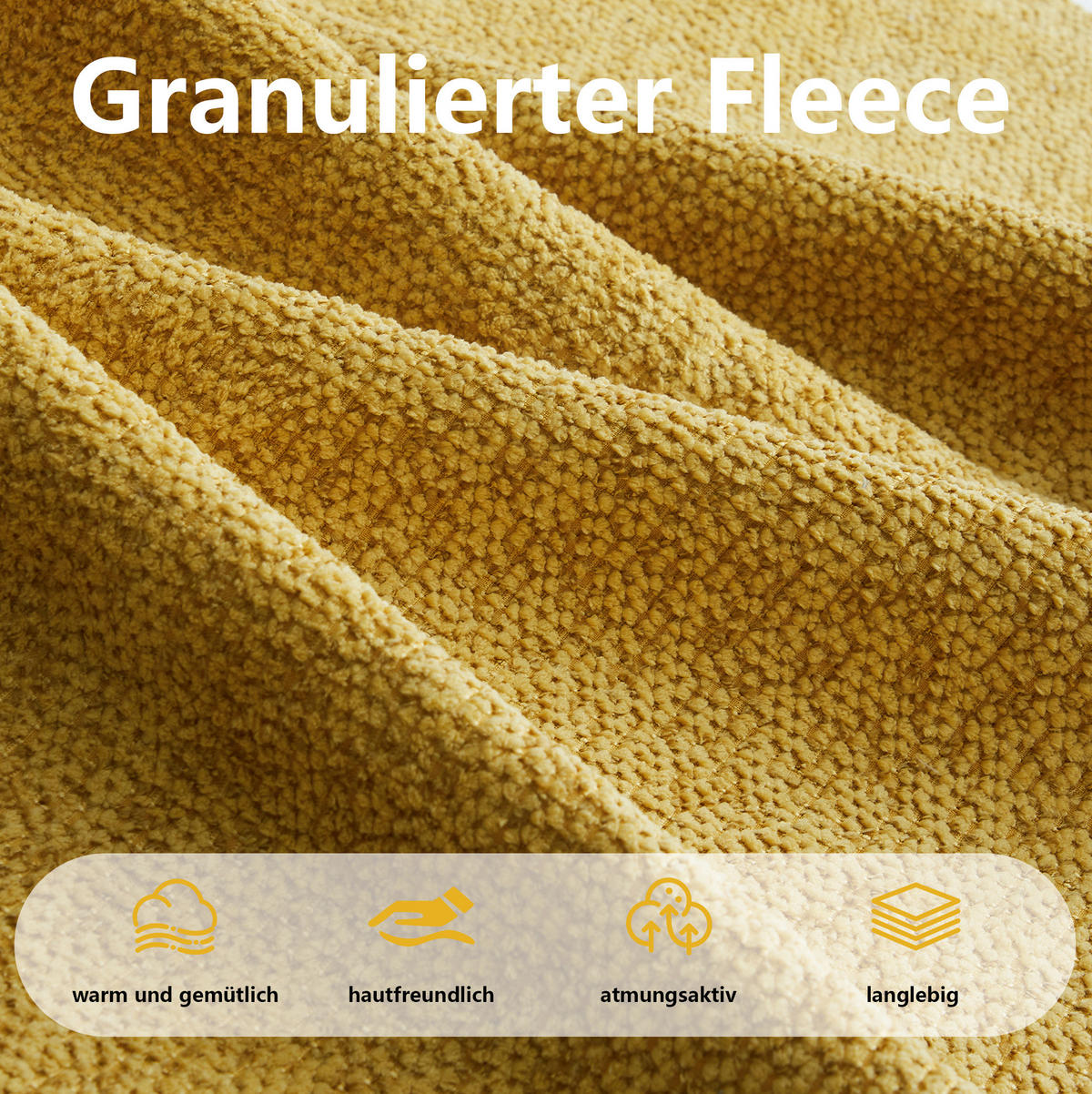 3-SITZER Modulsofa aus Granuliertem Fleece mit boneless Design Gelb - Gelb, Textil (104/79/288cm) - Modenvie