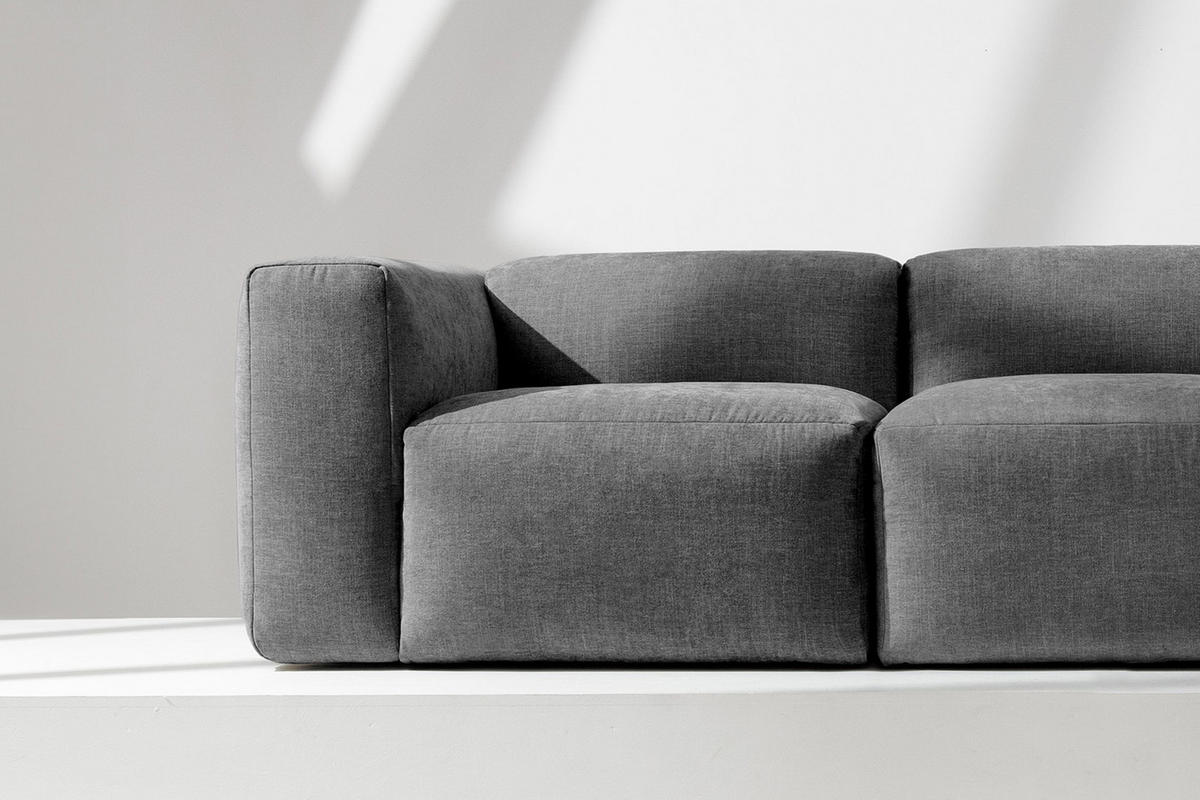 3-SITZER-MODULSOFA BUFFO mit extrem weicher und bequemer Sitzfläche, Gewebestoff, aschfahl - Grau, Textil (290/73/96cm) - KONSIMO®