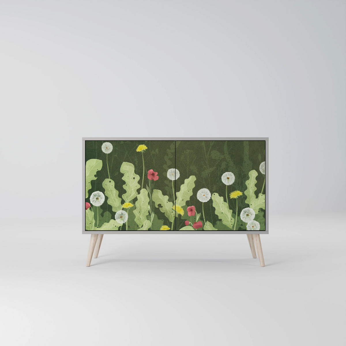 SIDEBOARD DANDELION AMUSE, Eicheneffekt, 111x42x77,5 cm, 2 Türen - Eichefarben/Buchefarben, Holzwerkstoff/Buchenholz (111/77.5/42cm) - SpaceRebels