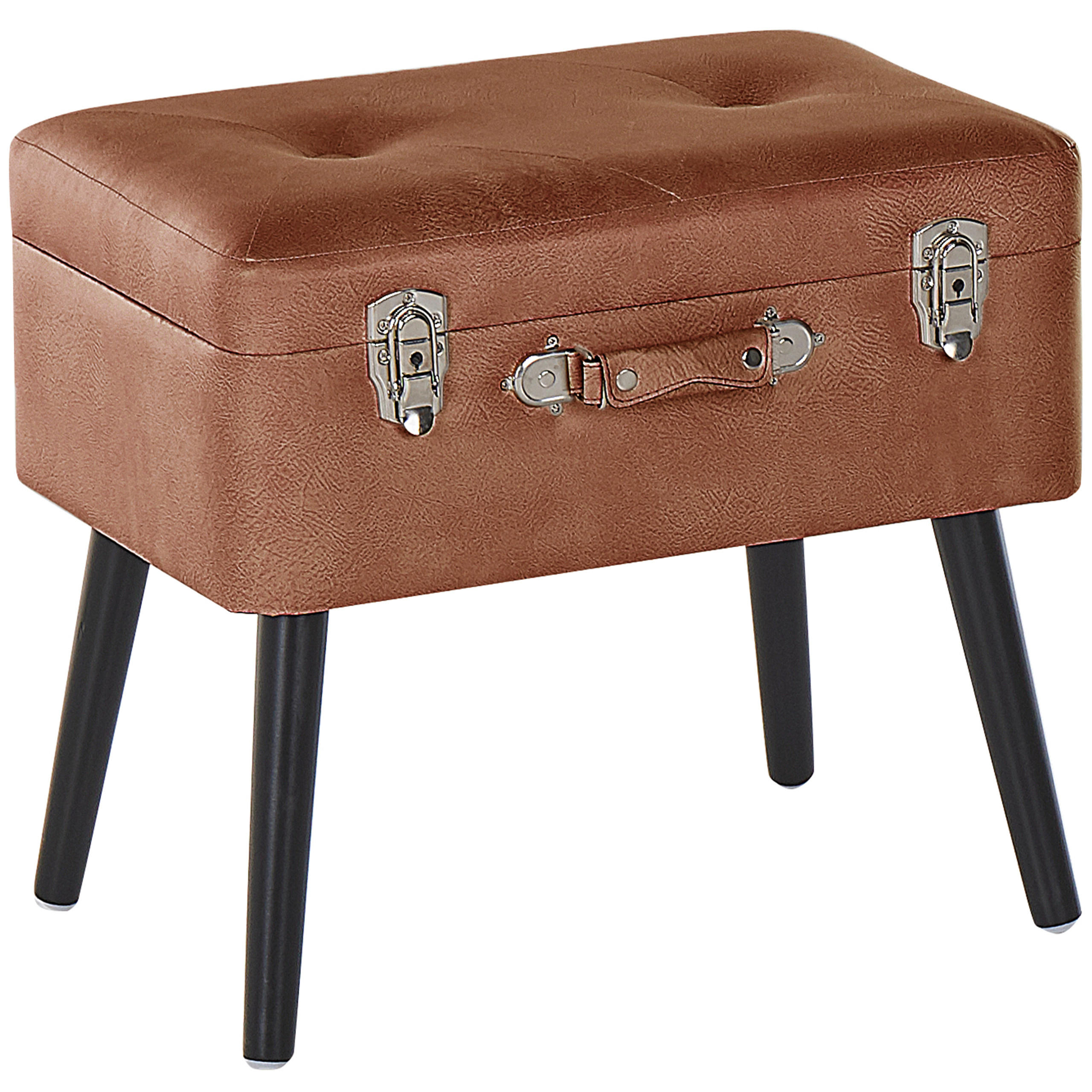 HOCKER Mallard 36/52/46 cm - Braun, Kunststoff/Textil (52/46/36cm) - Beliani