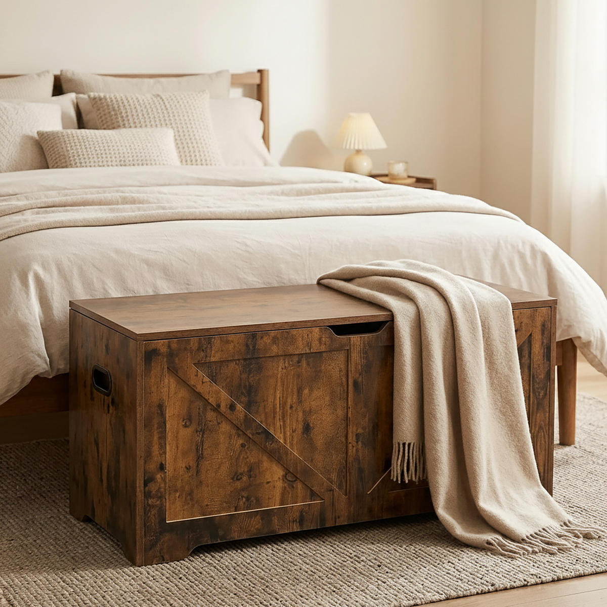 SITZBANK Hellgrau mit Stauraum - Grau, Holzwerkstoff (100/46/40cm) - Relaxdays