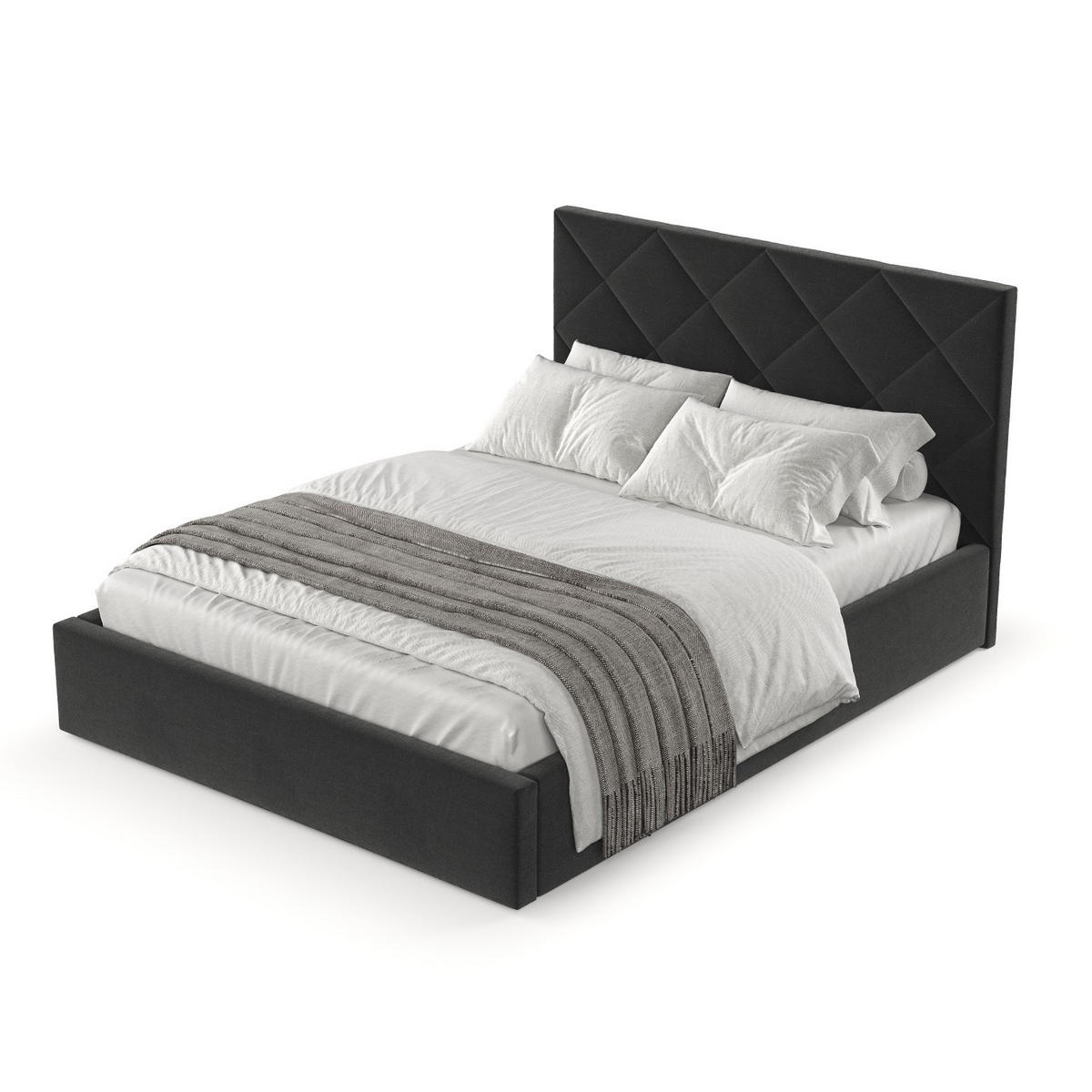 POLSTERBETT Torno 180/200 cm Schwarz im Asti Stoff - Schwarz/Naturfarben, Holz/Holzwerkstoff (180/200cm) - AltaBeds
