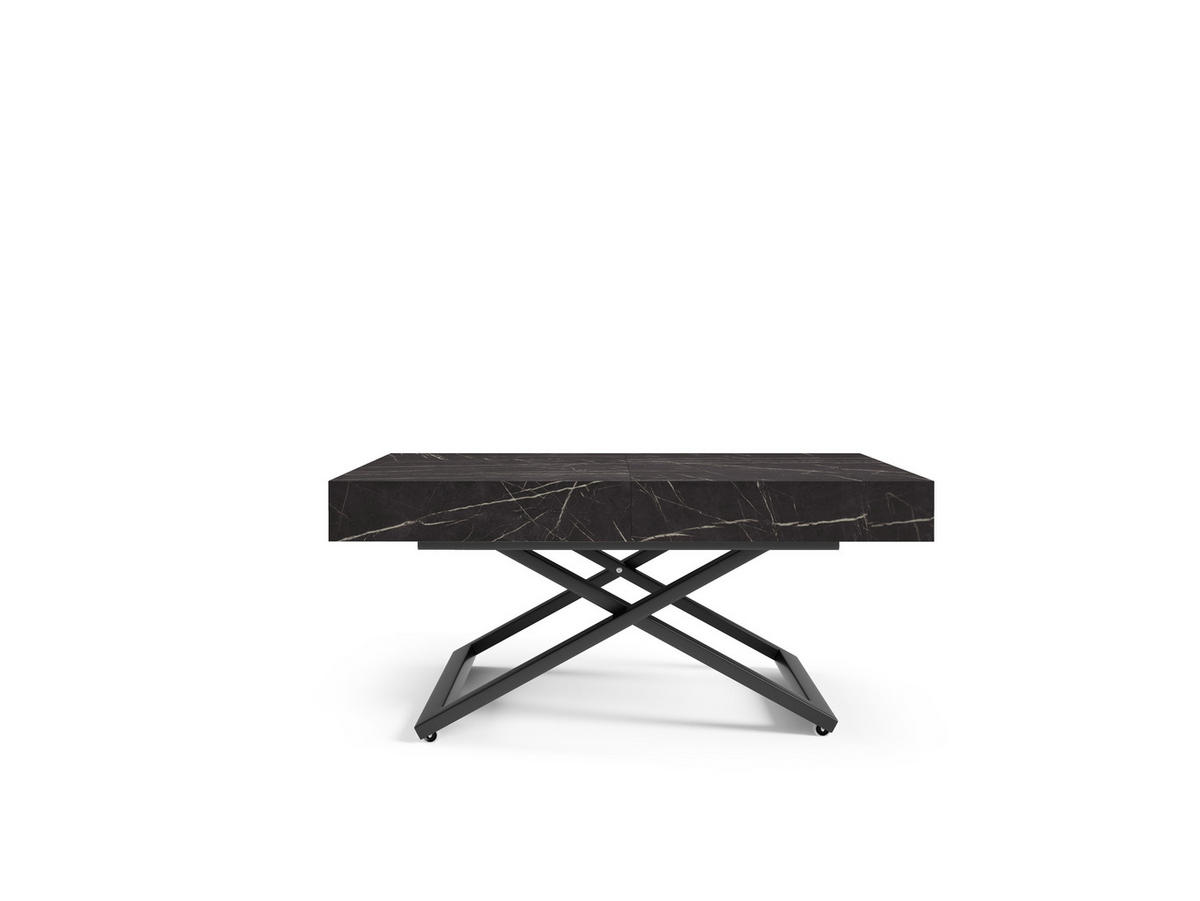 COUCHTISCH SANNA U - Goldfarben/Schwarz, Holzwerkstoff/Metall (80/120/27cm) - Meblini