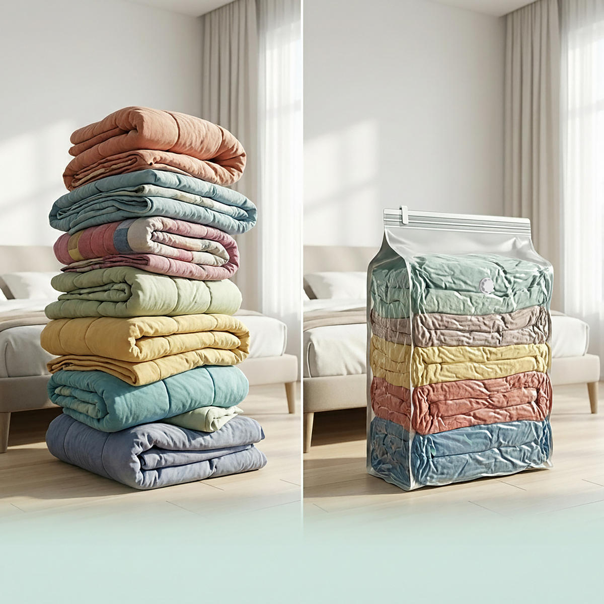 VAKUUMBEUTEL Grau Transparent 12er-Set 100x80 cm - Multicolor, Kunststoff - Relaxdays