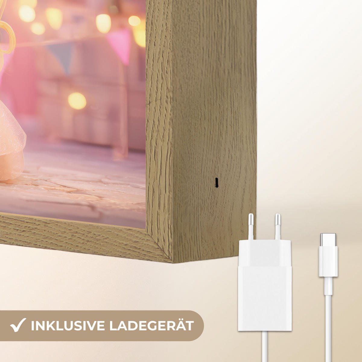 NÁSTĚNNÁ LAMPA S AKUMULÁTOREM Princezna - Růžová - Zámek 30x40 cm - růžová, kompozitní dřevo (30/40/8cm) - OnlyWow