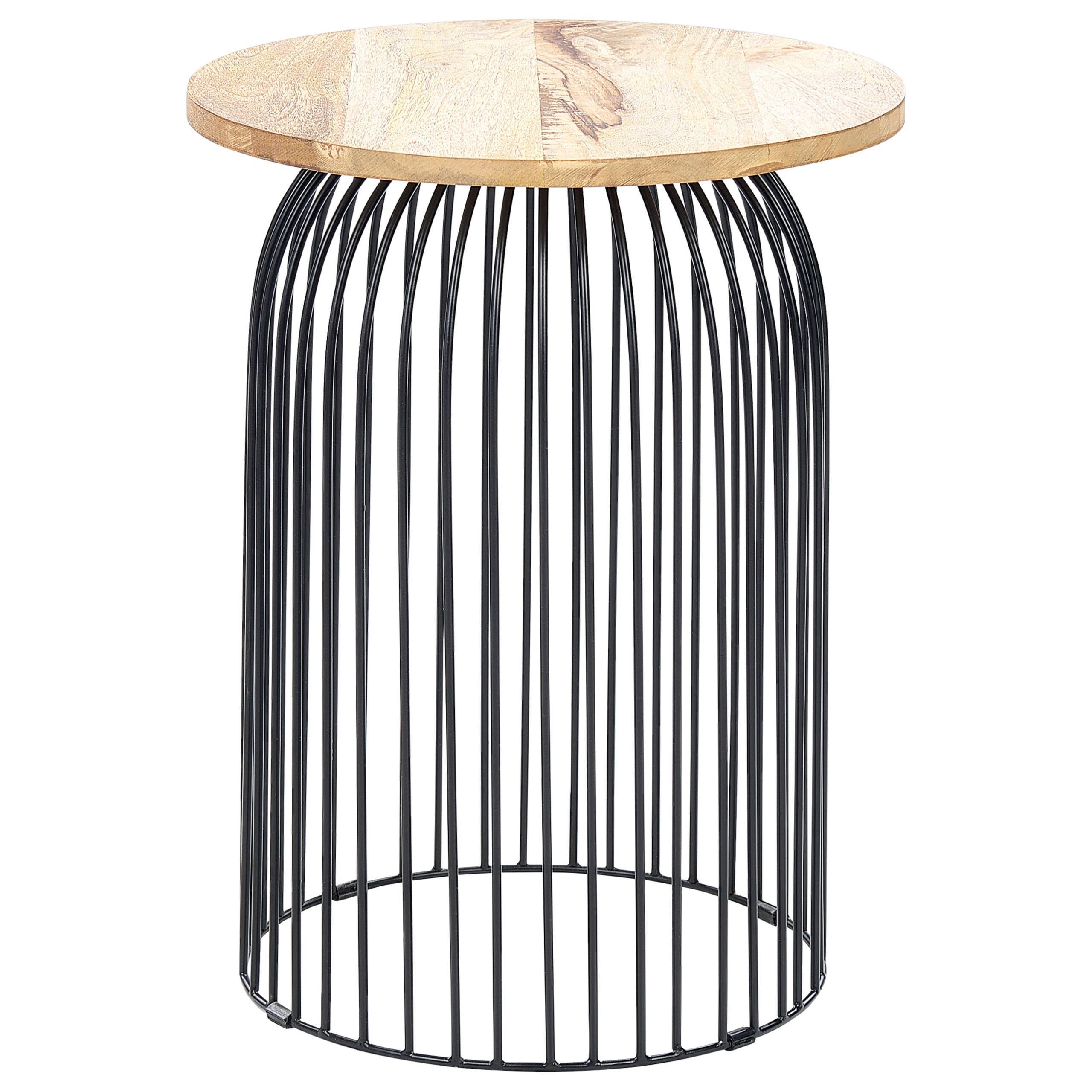 BEISTELLTISCH Mango Holz hellbraun/schwarz rund 36 cm Wills - Hellbraun/Schwarz, Holz (36/36/47cm) - Beliani