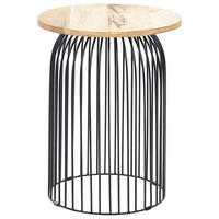 BEISTELLTISCH Mango Holz hellbraun/schwarz rund 36 cm Wills - Hellbraun/Schwarz, Holz (36/36/47cm) - Beliani