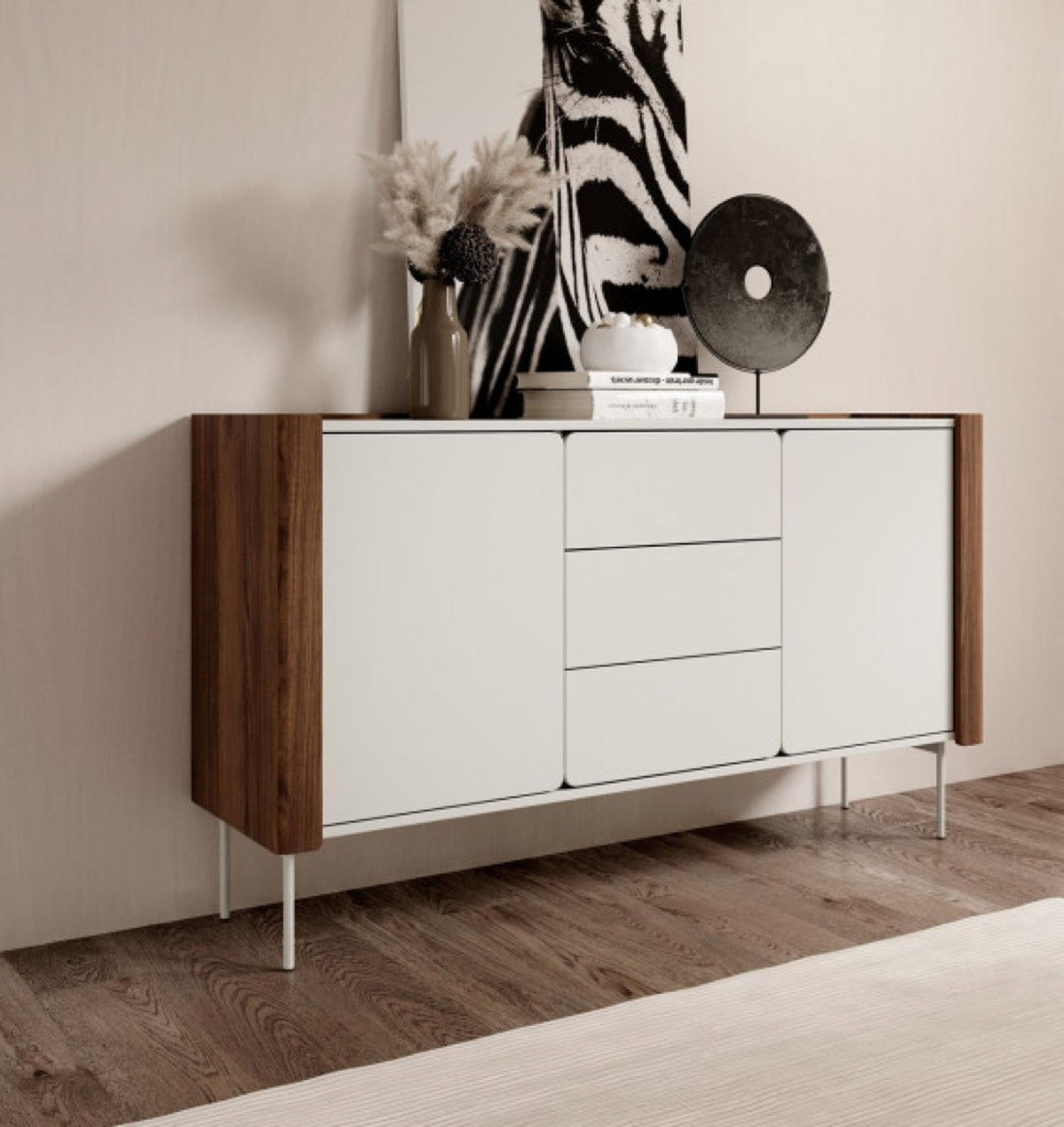 KOMMODE Mehrfarbig Wrapso 141.5x39.5 cm Mit Metallgestell - Multicolor, Holzwerkstoff (141.5/82.5/39.5cm) - Sepro Meble