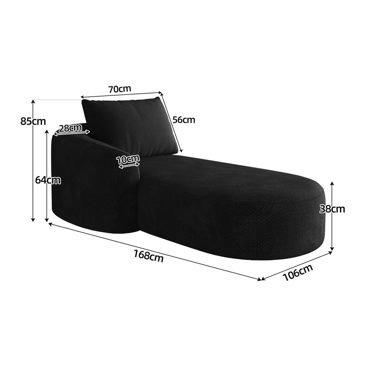 RÉCAMIERE DE-34711 linke Chaiselongue Schwarz - Schwarz, Textil (106/85/168cm) - ComfortXL