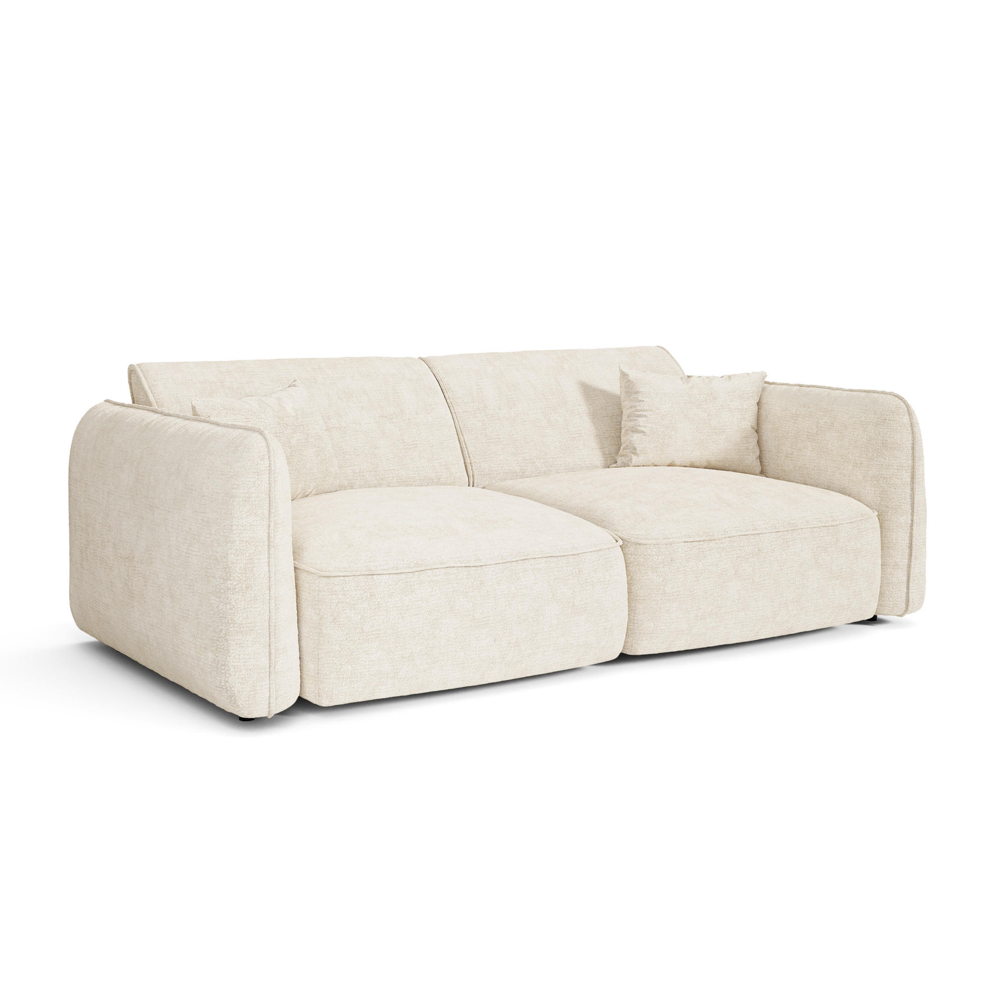 SOFA LOMI Geprägter Samt Creme 150cm - Creme, Textil (150/74/90cm) - Premium Interiors