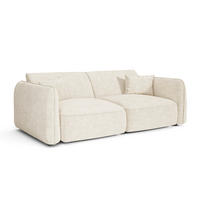 SOFA LOMI Geprägter Samt Creme 150cm - Creme, Textil (150/74/90cm) - Premium Interiors