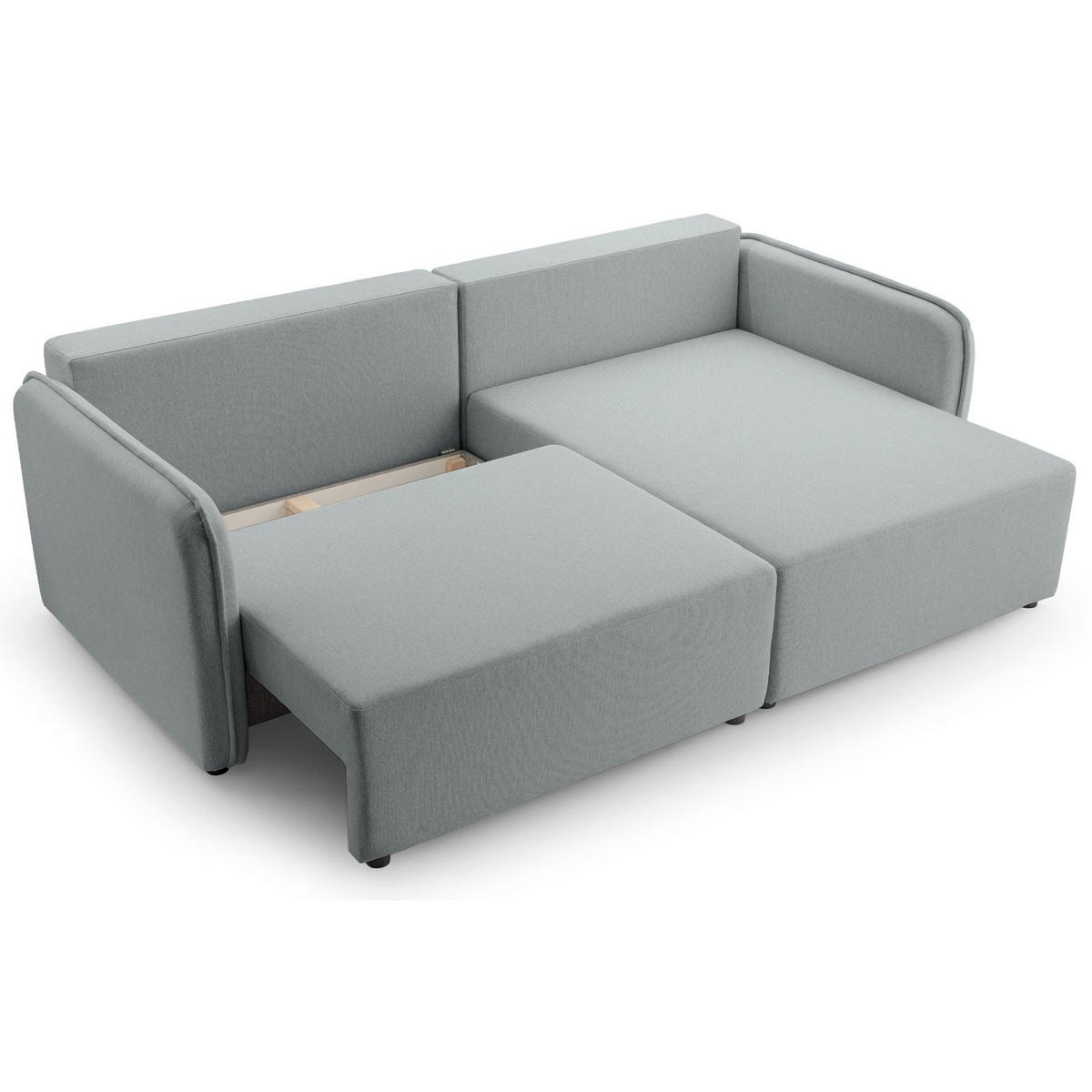 ECKSOFA Kassian, Hellgrau Strukturstoff, rechtsseitig - Hellgrau/Schwarz, Kunststoff/Textil (147/227cm) - Selsey