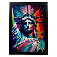 POSTER Die Freiheitsstatue Im Ölgemälde Stil A4 Schwarzer Rahmen - Schwarz, Papier (29.7/5/21cm) - Nacnic