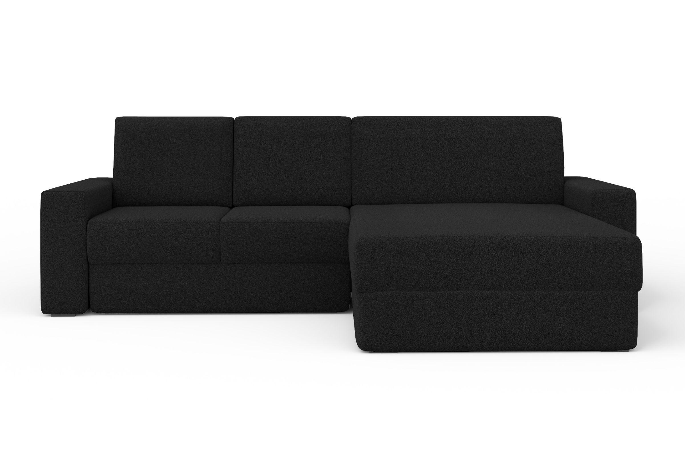 ECKSOFA TOCO XL 275/170 cm in Boucle Schwarz rechts - Schwarz, Holz/Holzwerkstoff (275/170cm) - Deine Möbel 24