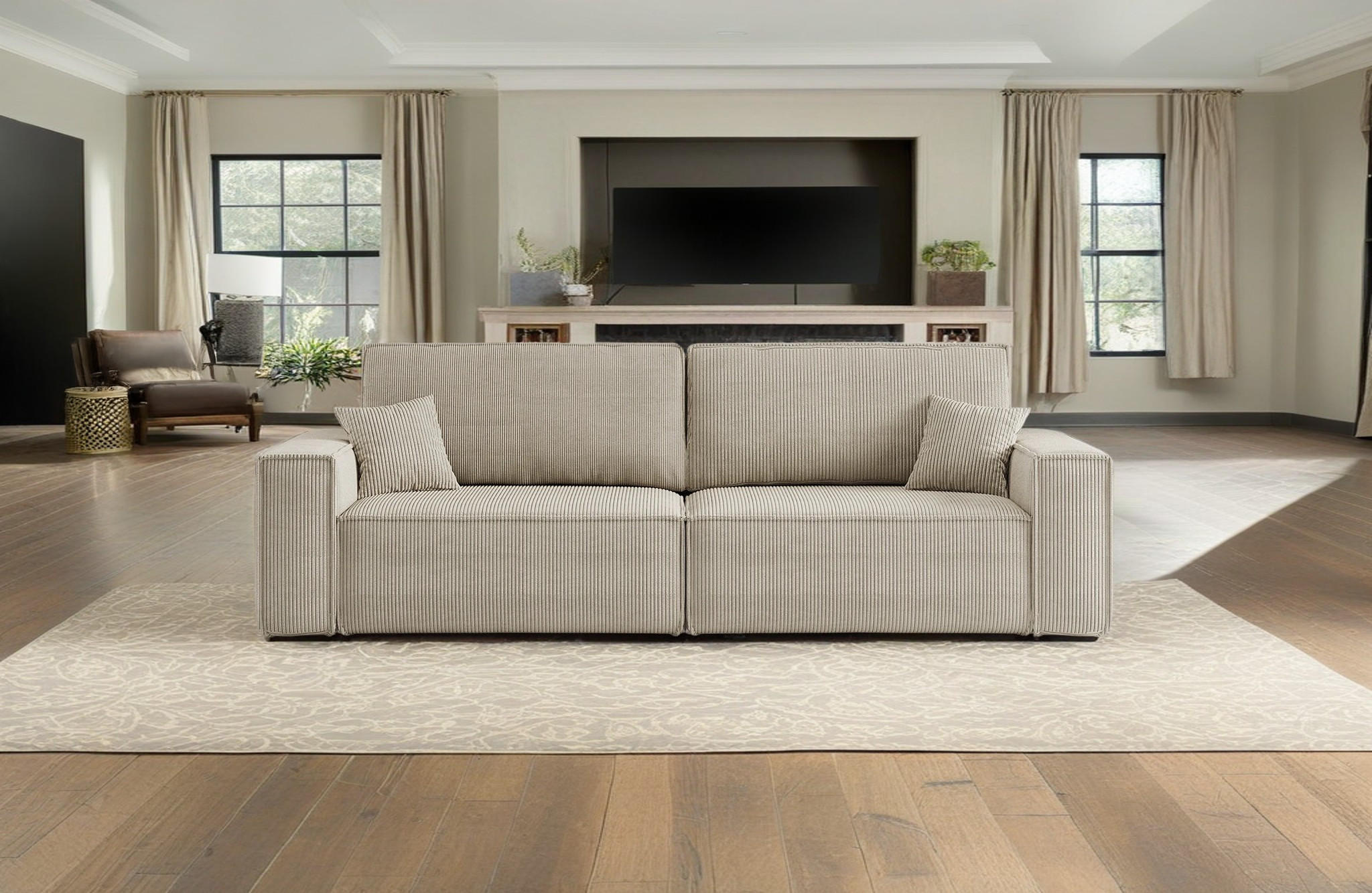 SCHLAFSOFA BEST und Bettkasten Stoff Poso Dunkelbeige - Cappuccino, Holz (246/83/98cm) - Kaiser Möbel