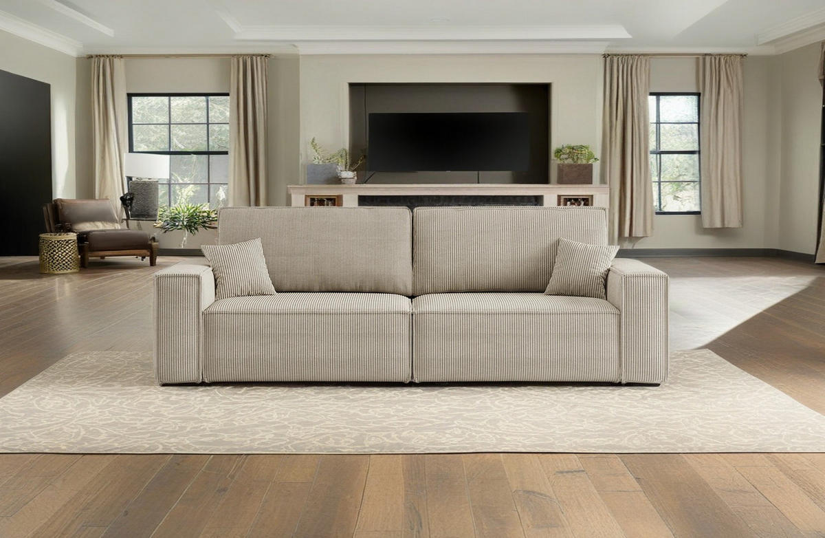 SCHLAFSOFA BEST und Bettkasten Stoff Poso Dunkelbeige - Cappuccino, Holz (246/83/98cm) - Kaiser Möbel