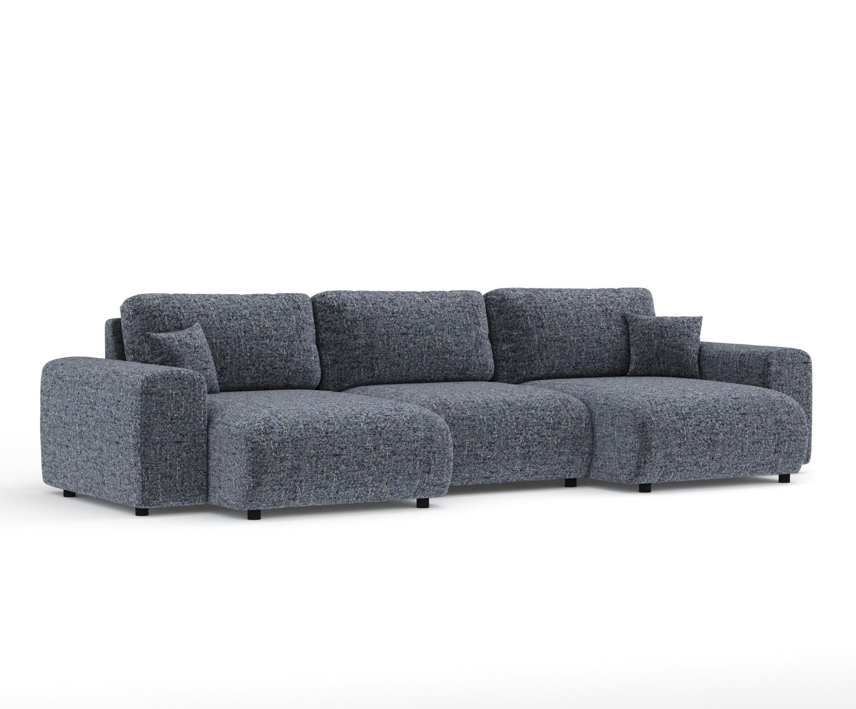 PANORAMASOFA Zanzibar Marineblau Webstoff - Schwarz/Dunkelblau, Holz/Holzwerkstoff (325/79/144cm) - Maison de Reve
