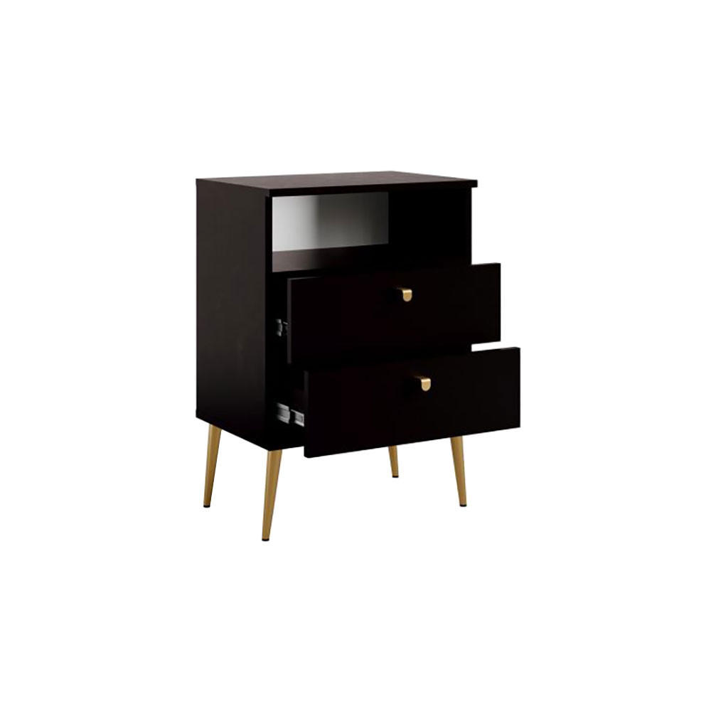 NACHTTISCH High schwarz 50 / 34 / 69,5cm - Goldfarben/Schwarz, Holz/Holzwerkstoff (50/70/34cm) - Feldmann-Wohnen