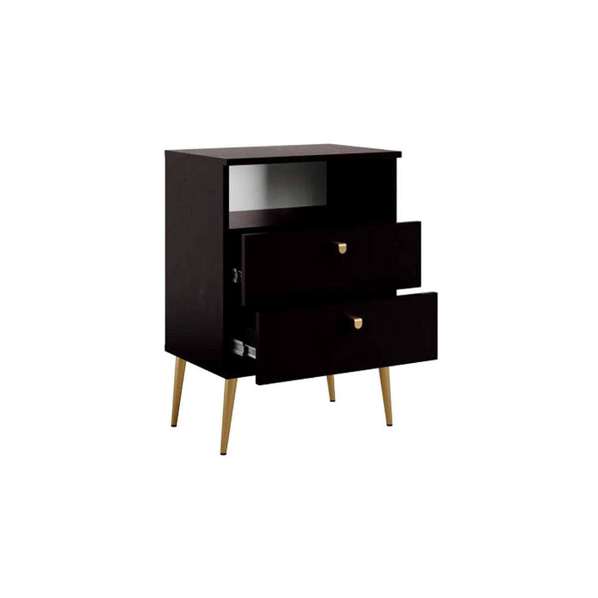 NACHTTISCH High schwarz 50 / 34 / 69,5cm - Goldfarben/Schwarz, Holz/Holzwerkstoff (50/70/34cm) - Feldmann-Wohnen