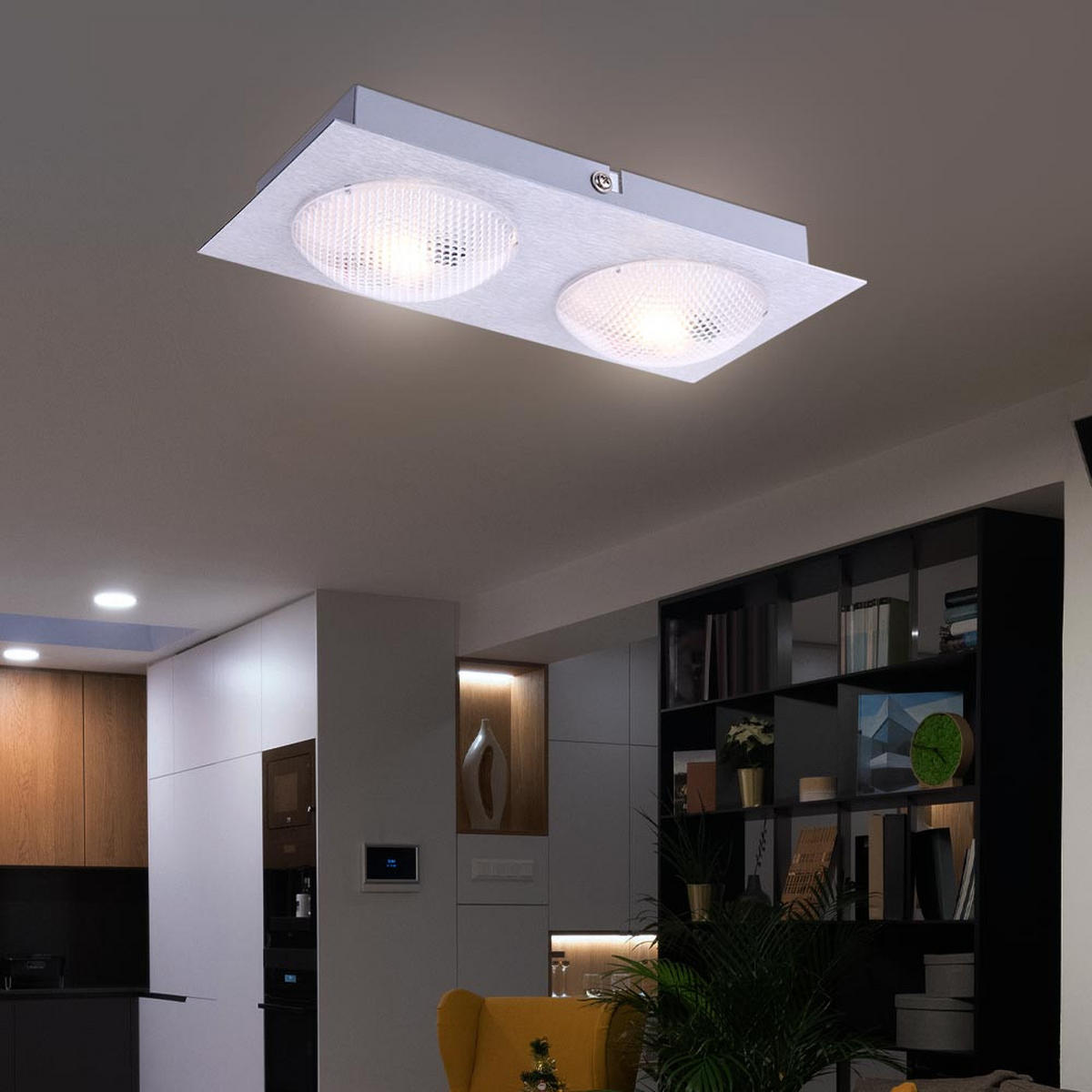 LED DECKENLEUCHTE TINA Silber satiniert 2 Flammig - Silberfarben, Metall (22/11/5cm) - Globo Lighting