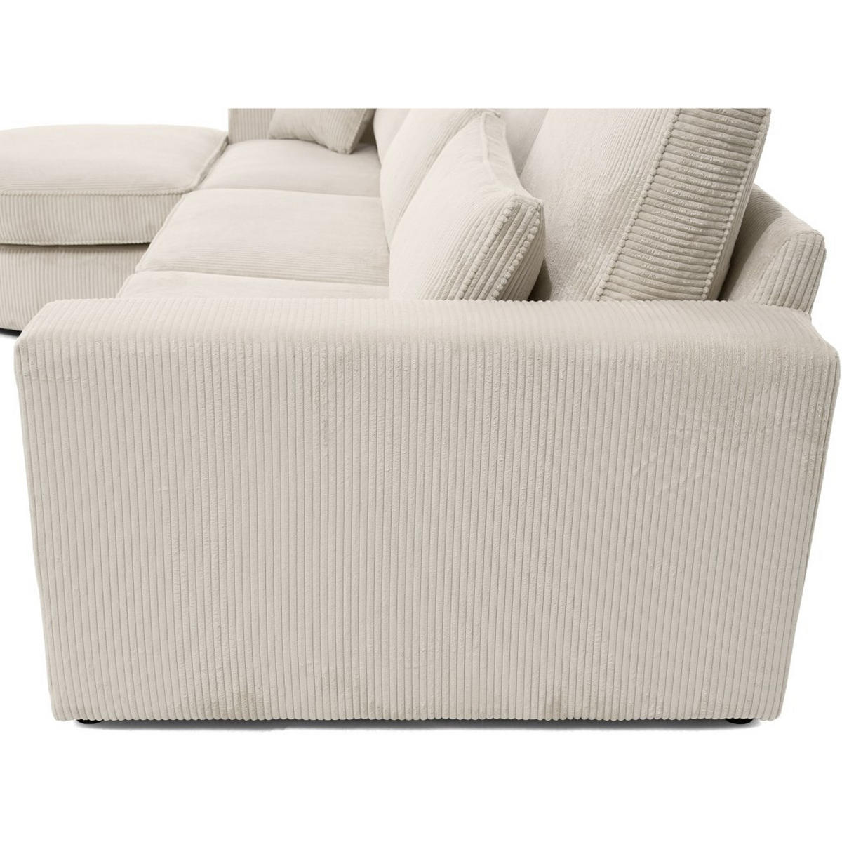 ECKSOFA Pablo ohne Schlaffunktion, mit abgerundeter Ottomane, links, Beige - Beige, Textil (319/196cm) - Beautysofa