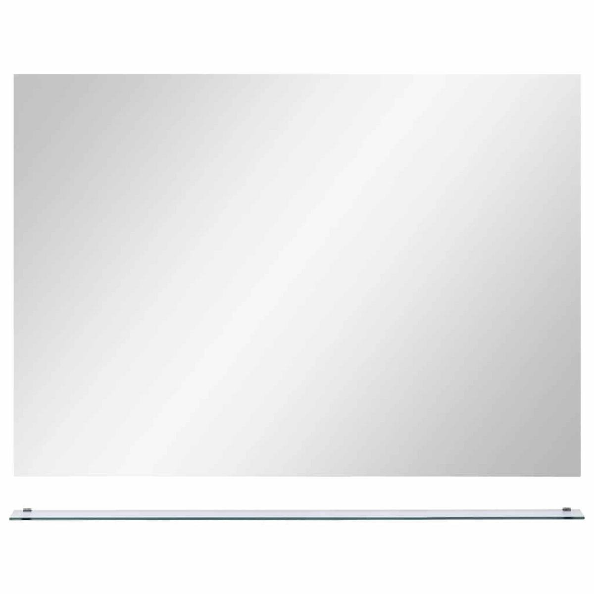 WANDSPIEGEL mit Regal 80×60 cm Hartglas - Silberfarben, Glas (80/60/10cm) - furnicato