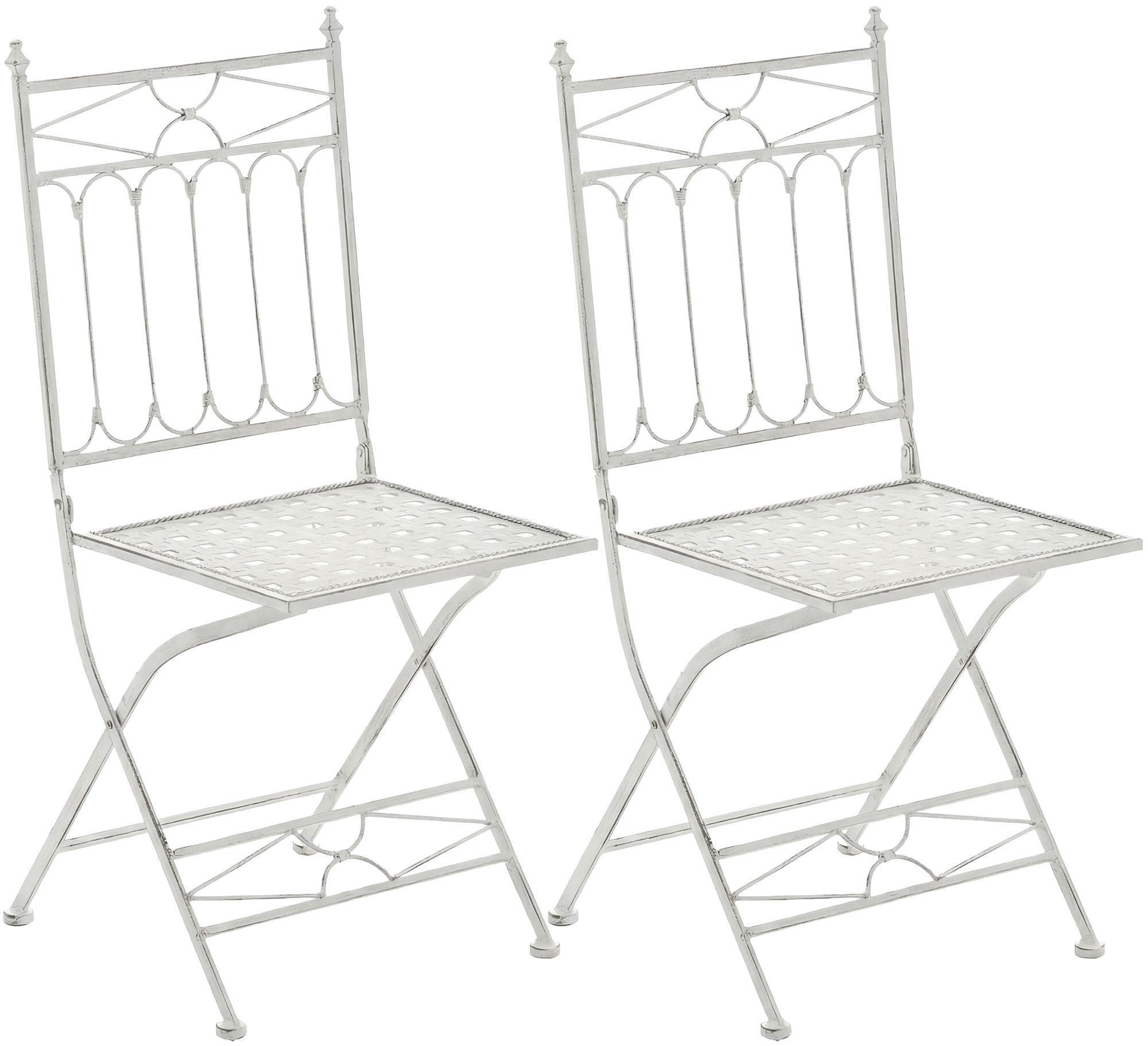 GARTENKLAPPSTUHL 2er Set Metall Antik Weiß - Weiß, Metall (42/94/40cm) - CLP