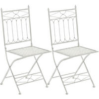 GARTENKLAPPSTUHL 2er Set Metall Antik Weiß - Weiß, Metall (42/94/40cm) - CLP
