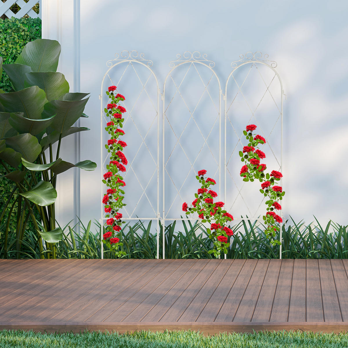 3XRANKGITTER - Weiß, Metall (27.5/92/1cm) - Relaxdays