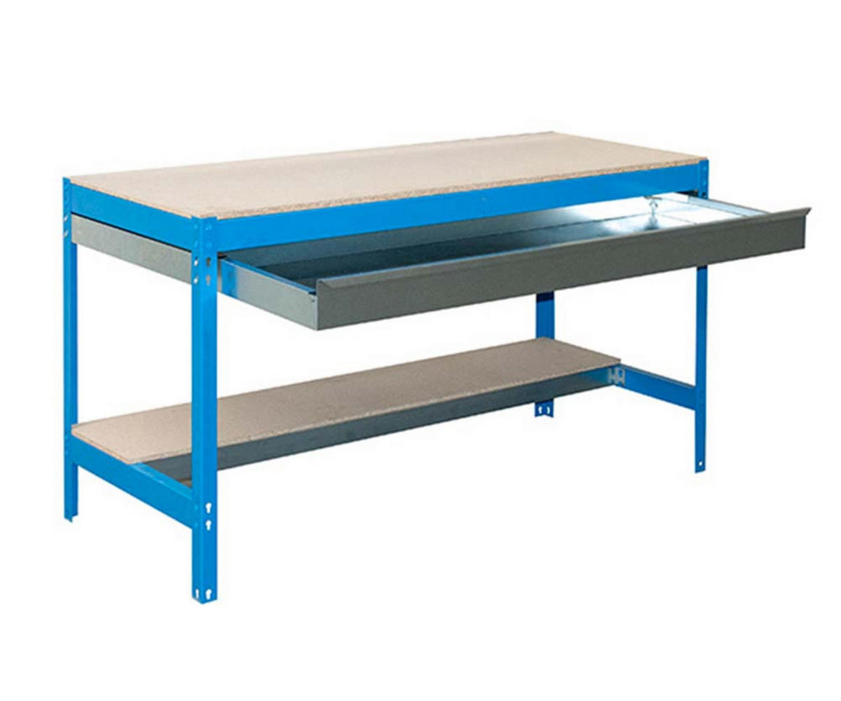 WERKBANK BUFFALO mit Schubfach | HxBxT 84x150x76cm | Traglast 600kg | Blau - Blau, Metall (150/84/76cm) - PROREGAL