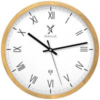 WANDUHR Holz Designer FREIBURG (FUNK) Loft Wand Uhr, beige, weiß - Beige/Schwarz, Glas/Holz (30/30/4.2cm) - Holzwerk