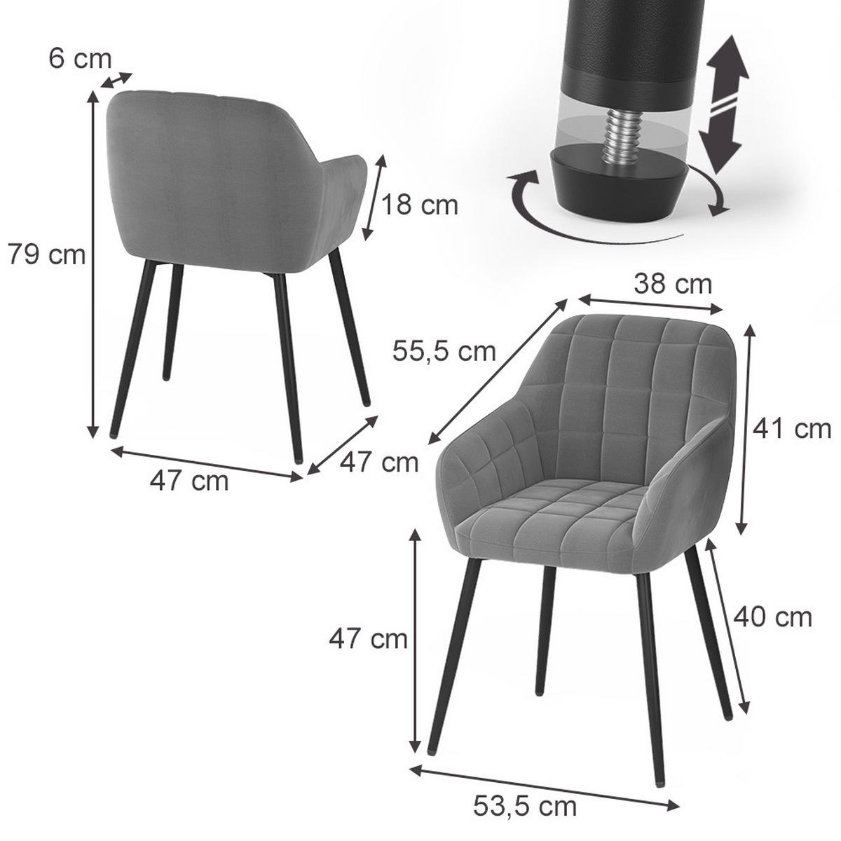 ESSZIMMERSTUHL Relio Grau 53.5 x 55.5 cm - Grau, Textil (53.5/79/55.5cm) - Vicco