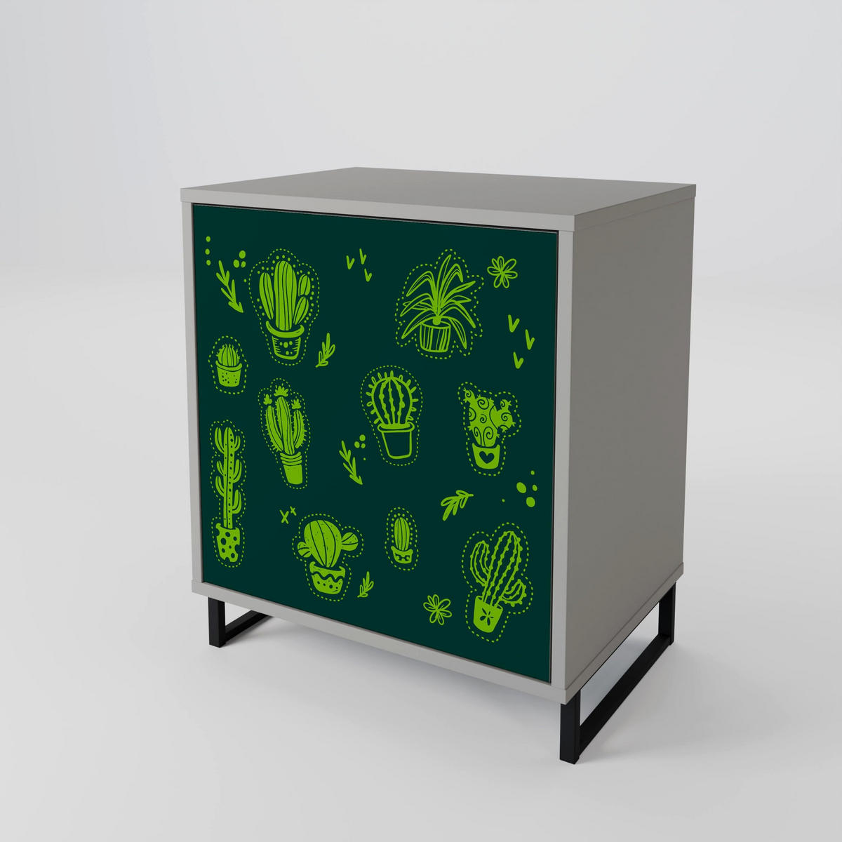 SIDEBOARD DESERT GREEN, Grau, 57,5x42x57,5 cm, Ohne Füße - Multicolor/Grau, Holzwerkstoff (57.5/57.5/42cm) - SpaceRebels
