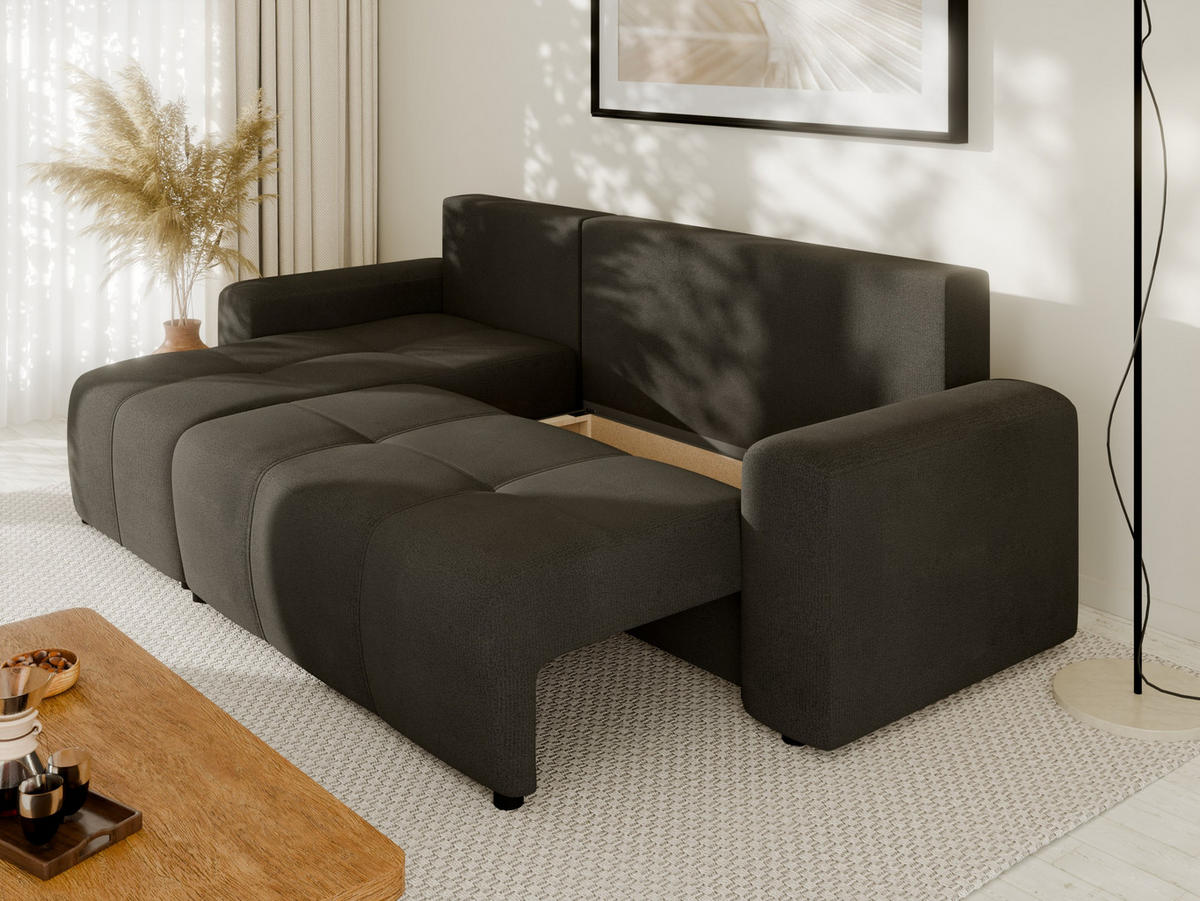 ECKSOFA Nolani mit Schlaffunktion & Bettkasten – Modern & Bequem - Braun, Kunststoff (248/145cm) - Panda Möbel