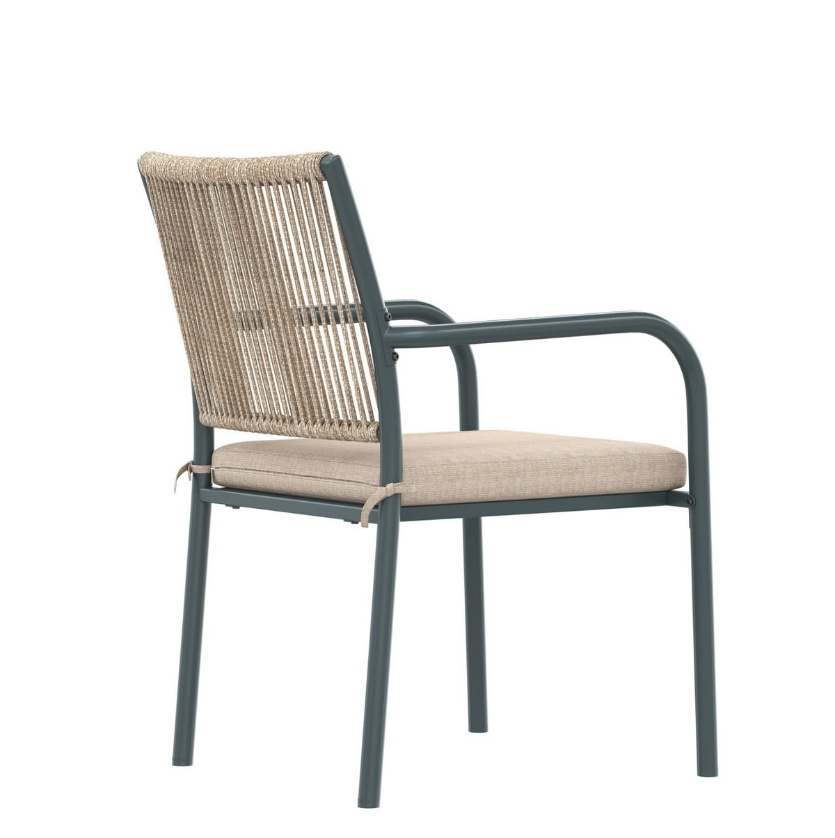 GARTENSETS aus Eisen, Polyester & Sicherheitsglas 110x110x74 cm in Beige - Beige, Metall - Modfu