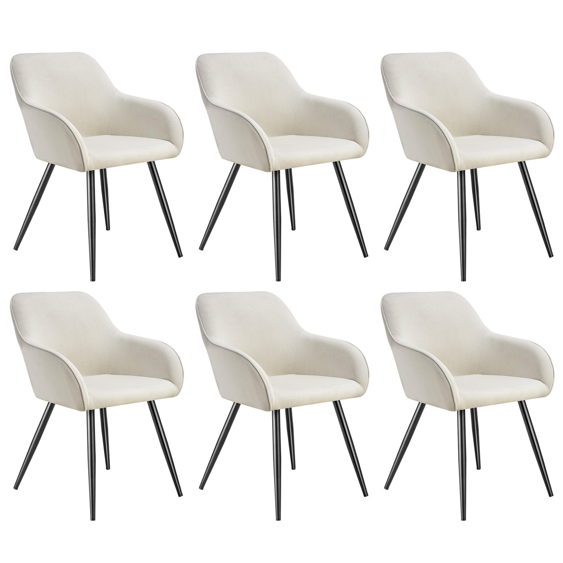 ESSZIMMERSTUHL 6er Set Marilyn 58 x 62 x 82 cm creme/schwarz - Creme/Schwarz, Kunststoff (62/82/58cm) - tectake