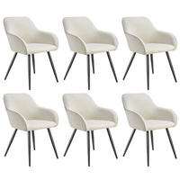 ESSZIMMERSTUHL 6er Set Marilyn 58 x 62 x 82 cm creme/schwarz - Creme/Schwarz, Kunststoff (62/82/58cm) - tectake