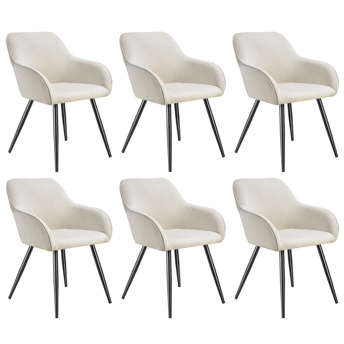 ESSZIMMERSTUHL 6er Set Marilyn 58 x 62 x 82 cm creme/schwarz - Creme/Schwarz, Kunststoff (62/82/58cm) - tectake